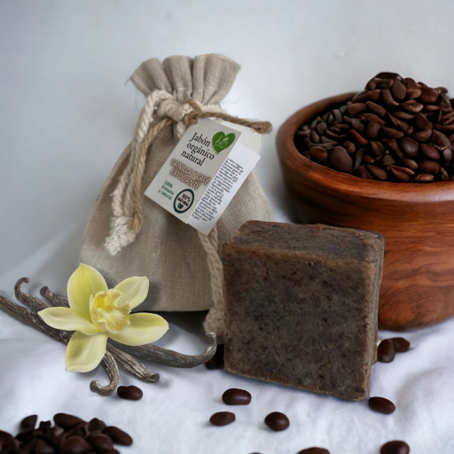 jabón exfoliante de café y vainilla